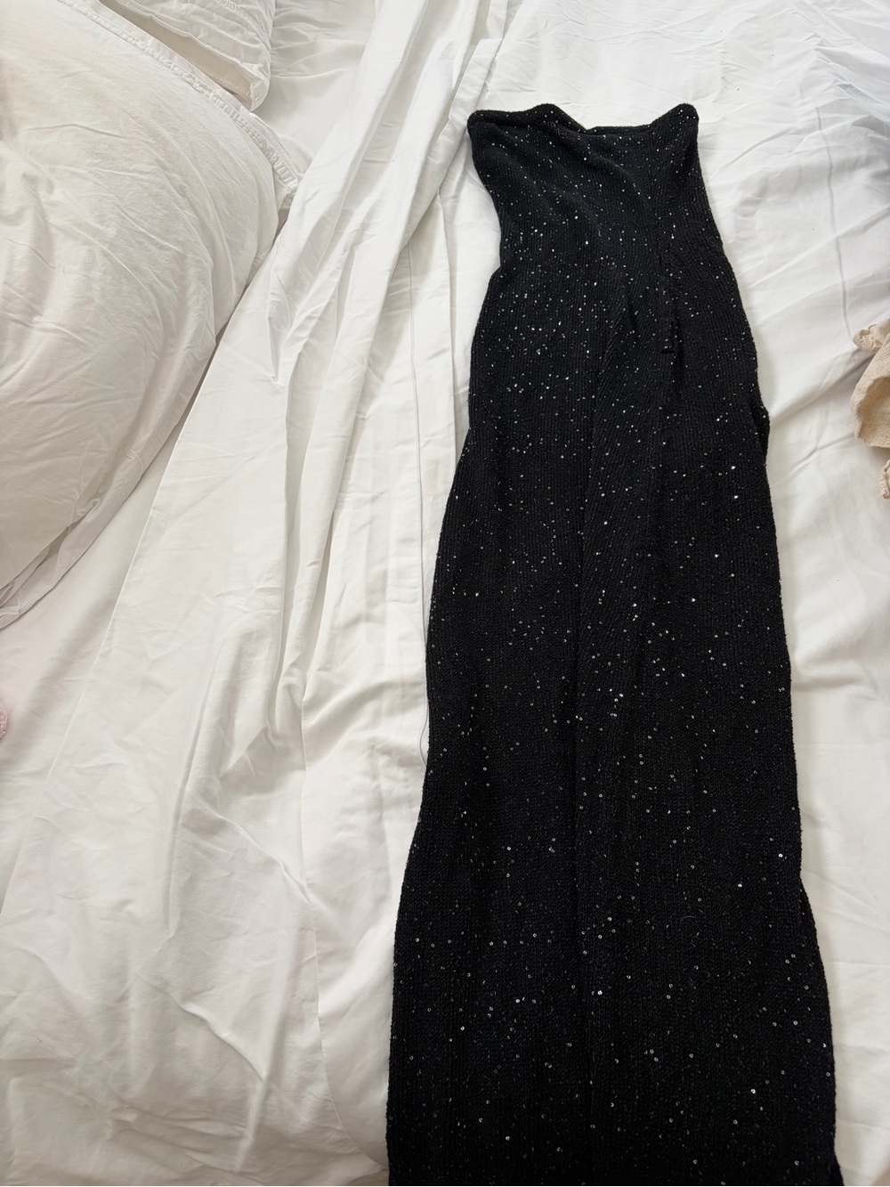 Asta Resort Black Sequin Strapless Maxi Dress